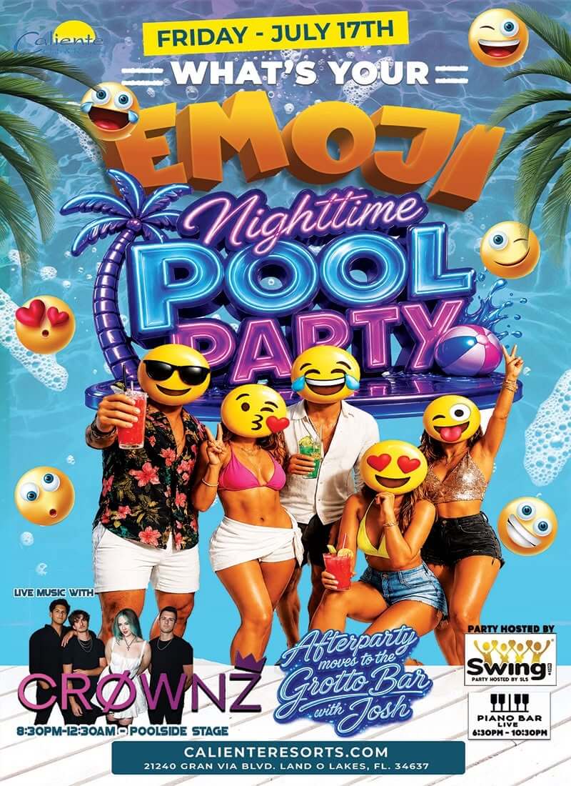 What's Your Emoji Nighttime Pool Party - Caliente Resort